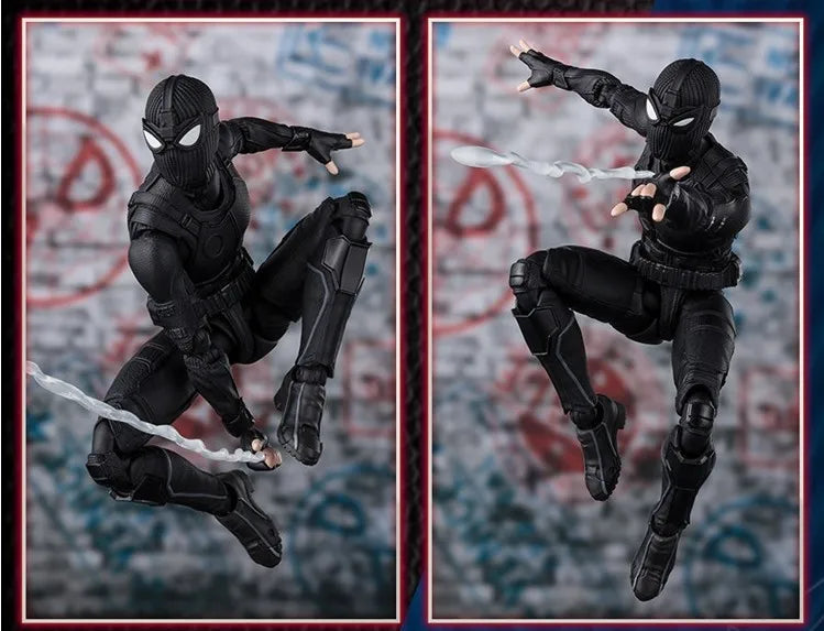 Marvel Spider Man 2 Stealth spiderman Black suit Joints Movable Figure Model Toys 15cm