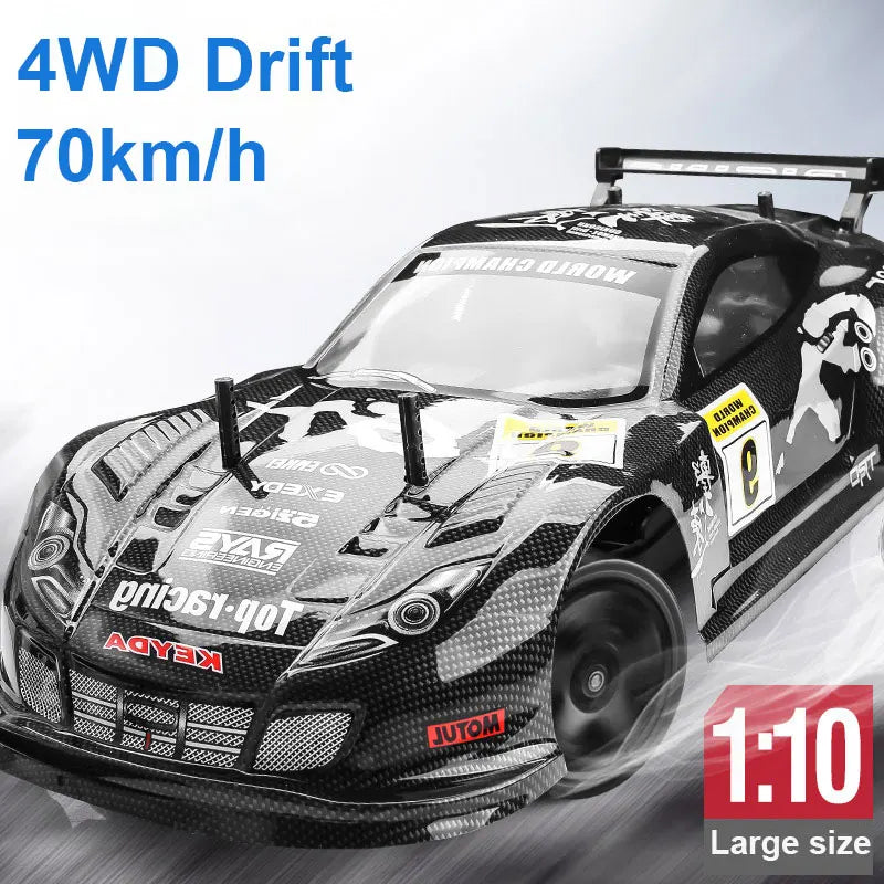 1:10 Double Shock Absorber 70km/h High Speed Drift Remote Control Car 2.4G 4WD RC Off-road Vehicle Kids Birthday Christmas Gift